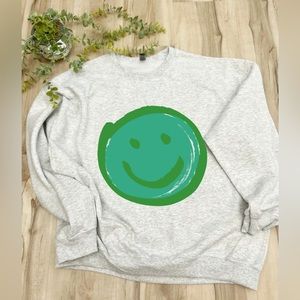NEW / Green smiley face sweatshirt - boutique custom